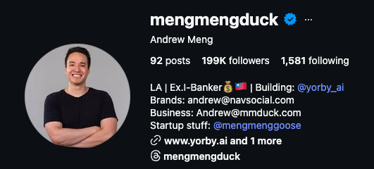 Andrew Meng social profile